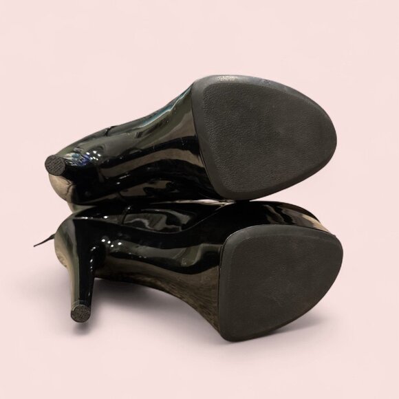 Ellie Shoes Angela 7" Heel Ankle Boots Platform Zipper Laceup Sz 9 Black - Picture 5 of 7